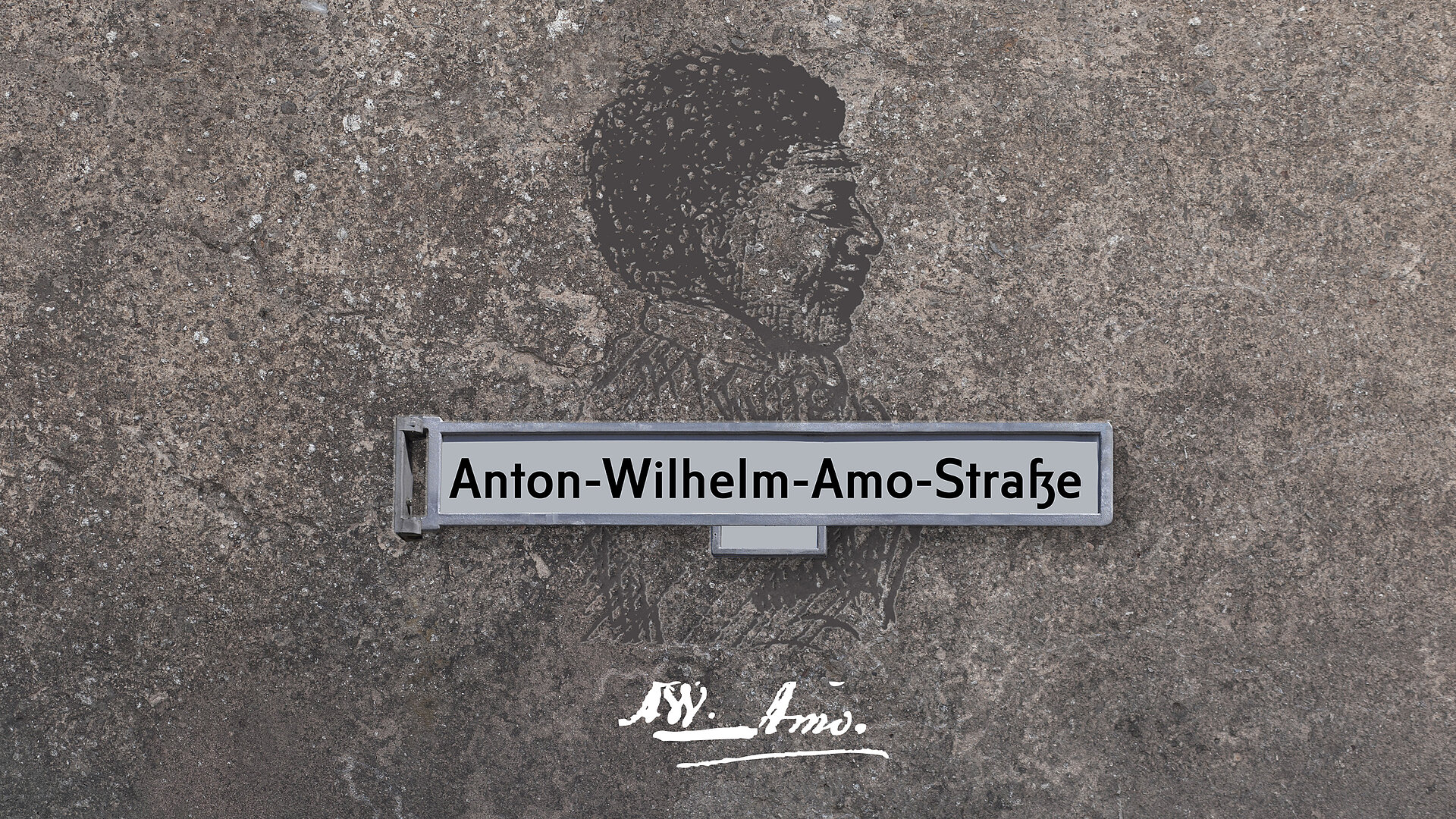 Anton-Wilhelm-Amo-Straße – Straßenschild mit Portrait